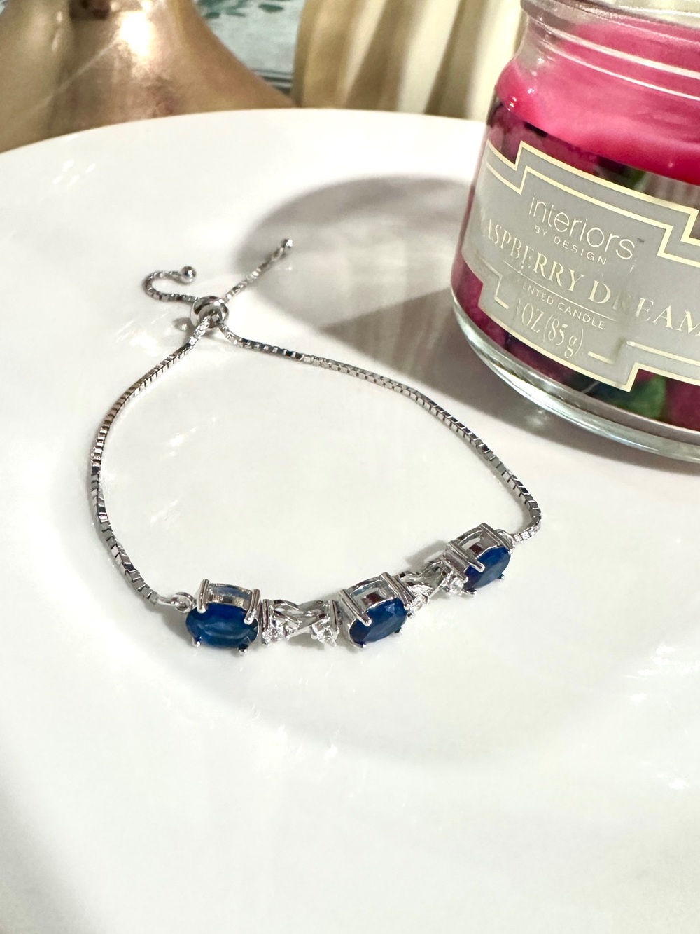 925 Sterling Silver Blue Zirconia Bracelet.